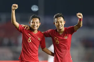 Cầu thủI ndonesia vui mừng vào chung kết SEA Games 30. Ảnh: Khang Duy