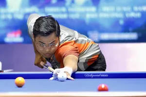 Tay cơ Nguyễn Trần Thanh Tạo xuất sắc đoạt vé đầu tiên chơi tại vòng chung kết Giải Billiards Carom 3 băng Quốc tế SCTV Cup 2025. Ảnh: Quỳnh Mai