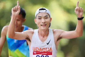 Hoàng Nguyên Thanh chiến thắng giải việt dã Chinh phục Bà Rá năm 2026. Ảnh: Quỳnh Mai 