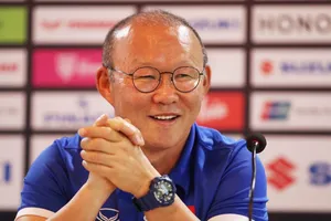 HLV Park Hang-seo tại buổi họp báo. Ảnh: MINH HOÀNG