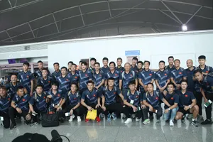 ĐT U22 Việt Nam tại sân bay Tân Sơn Nhất. Ảnh: Hữu Thịnh