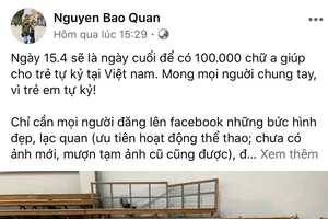 HLV Nguyễn Bảo Quân chia sẻ thông điệp trên trang cá nhân