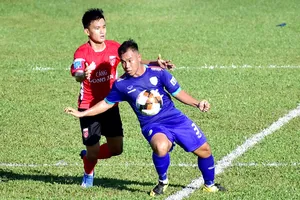 Long An đã giành chiến thắng trong trận "chung kết ngược" trước Đồng Tháp. Ảnh: Dương Thu