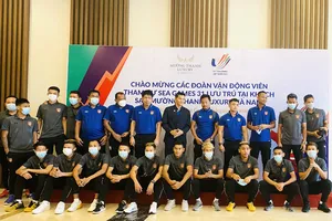 Đội futsal nam Myanmar tại khách sạn ở Hà Nam