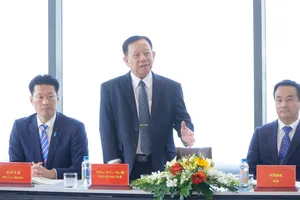 Chủ tịch HĐQT Tổng công ty Becamex IDC phát biểu chào mừng Đoàn đại biểu cao cấp tỉnh Yamaguchi tại buổi đón tiếp