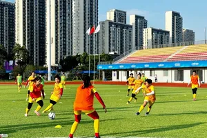 Các tuyển thủ Việt Nam trên sân tập ngày 24-9