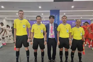 Trọng tài Ngô Duy Lân vừa làm nhiệm vụ ở môn bóng đá nam ASIAD 19 vừa qua