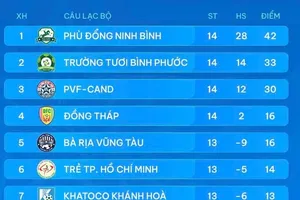 Bảng xếp hạng vòng 15 giải hạng Nhất 2024-2025