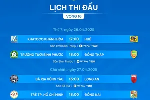 Lịch thi đấu vòng 16 giải hạng Nhất 2024-2025