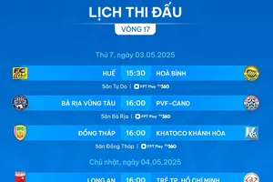 Lịch thi đấu vòng 17 giải hạng Nhất 2024-2025