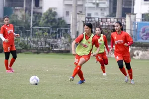 Nguyễn Hoàng Nam Mi nhận được nhiều sự quan tâm của người hâm mộ trên sân tập ngày 19-6.