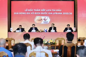 Lãnh đạo VFF và công ty VPF tại buổi họp chiều 14-7.