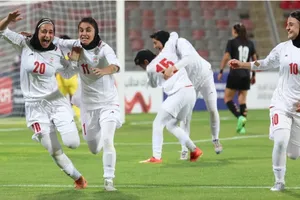 Niềm vui của các cô gái Iran khi giành vé cuối cùng dự Asian Cup nữ 2026. Ảnh: AFC