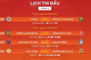 Lịch thi đấu vòng 5 V-League 2025-2026