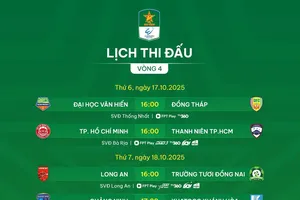 Lịch thi đấu vòng 4 giải hạng Nhất 2025-2026