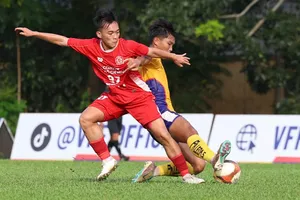 U19 Công an TPHCM (áo đỏ) sớm giành vé vào VCK. Ảnh: Công an TPHCM FC