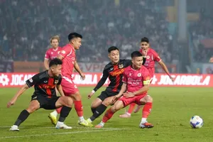 Công an Hà Nội vẫn ra sân ở đấu trường châu Á vào ngày mùng 2 Tết. Ảnh: CAHNFC