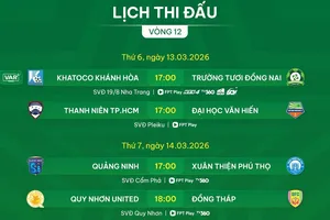Lịch thi đấu vòng 12 giải hạng Nhất 2025-2026