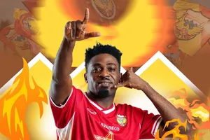 Atshimene Charles, tác giả bàn thắng duy nhất của trận đấu cho đội chủ nhà Hà Tĩnh. Ảnh: HTFC