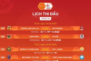 Lịch thi đấu vòng 20 LPBank V-League 2025-2026