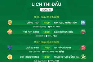 Lịch thi đấu vòng 16 giải hạng Nhất 2025-2026