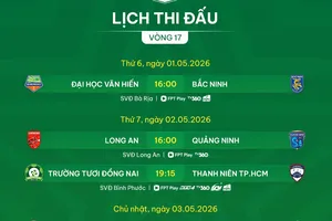 Lịch thi đấu vòng 17 giải hạng Nhất 2025-2026