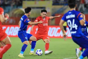 Xuân Tiến, tác giả bàn gỡ hòa cho đội chủ nhà vào cuối trận. Ảnh: MINH HOÀNG