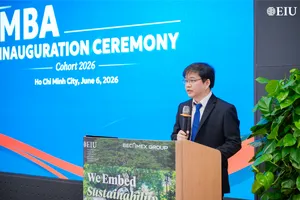 TS Ngô Minh Đức – Hiệu trưởng Trường Đại học Quốc tế Miền Đông phát biểu tại buổi lễ.