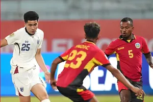 Timor Leste trong trận gặp Thái Lan trên sân Hàng Đẫy tại ASEAN Cup 2024. Ảnh: Aseanfootball