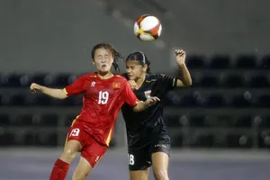 U17 nữ Việt Nam khởi đầu thuận lợi bằng chiến thắng 6-0 trước Palestine. Ảnh; ĐÔNG HUYỀN