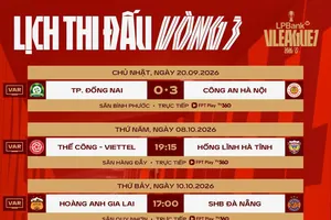 Lịch thi đấu vòng 3 V-League 2026-2027