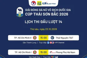 Lịch thi đấu lượt 14 giải bóng đá nữ VĐQG - Cúp Thái Sơn Bắc 2026