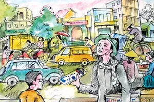 Người bán báo dạo bên đường