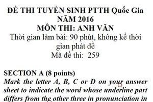 Bài giải và nhận xét môn thi Ngoại ngữ THPT Quốc gia 2016