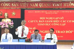 Hội nghị gặp gỡ cấp ủy, BGH các trường công lập tại phường Xuân Hòa. Ảnh: THANH HIỀN