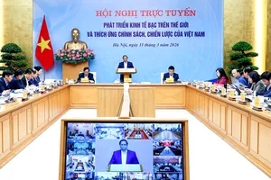 Thủ tướng Phạm Minh Chính chủ trì và phát biểu tại Hội nghị về phát triển kinh tế bạc trên thế giới và thích ứng chính sách, chiến lược của Việt Nam. (Ảnh VIẾT CHUNG)