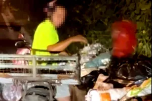 Người dân đổ rác thải bừa bãi trên đường Nguyễn Văn Linh, xã Bình Hưng, TPHCM. Ảnh: Cắt ra từ clip