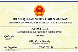 Mẫu chứng nhận Apostille của Việt Nam triển khai từ ngày 11-9-2026. Ảnh: Bộ Ngoại giao cung cấp
