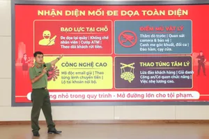Trung tá Phạm Quốc Tuấn, Trưởng Công an phường Vũng Tàu phát biểu tại hội nghị.