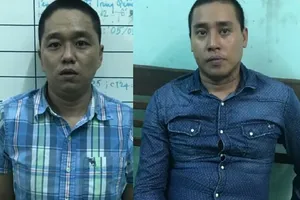 Hai đối tượng Quang và Pháp tại cơ quan công an