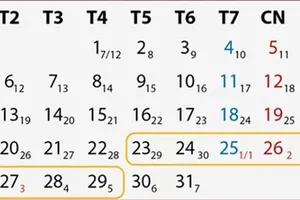 Chính thức ban hành lịch nghỉ tết âm lịch 2020