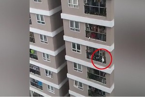 Three-year-old child survived 13-storey fall