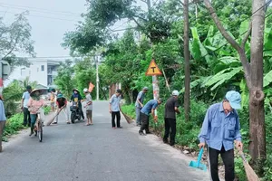 Người dân chung tay dọn vệ sinh tuyến đường, góp phần xây dựng nông thôn mới văn minh