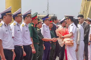 Lễ đón tàu diễn ra tại cảng Tiên Sa (phường Sơn Trà, TP Đà Nẵng). Ảnh: XUÂN QUỲNH