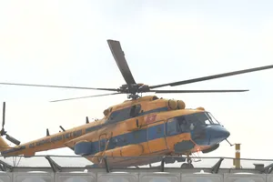 Bay nghiệm thu bãi đáp trực thăng tòa nhà 1.000 giường của Bệnh viện Quân y 175 