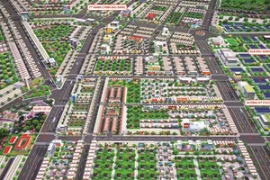 Phối cảnh dự án Golden Future City nằm ngay trung tâm đô thị - công nghiệp Bàu Bàng và hệ thống giao thông xung quanh