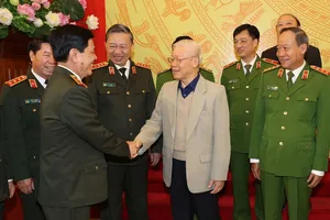 Tổng Bí thư, Chủ tịch nước Nguyễn Phú Trọng với các đại biểu dự hội nghị. Ảnh: TTXVN