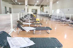 Bên trong khu điều trị Covid-19 GSI 1.400 giường tại thị xã Bến Cát. Ảnh: TTXVN