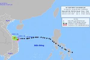 Đường đi của áp thấp nhiệt đới. Ảnh: TTDBKTTVQG
