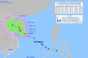 Áp thấp nhiệt đới trên Biển Đông. Ảnh: TTDBKTTVQG 
